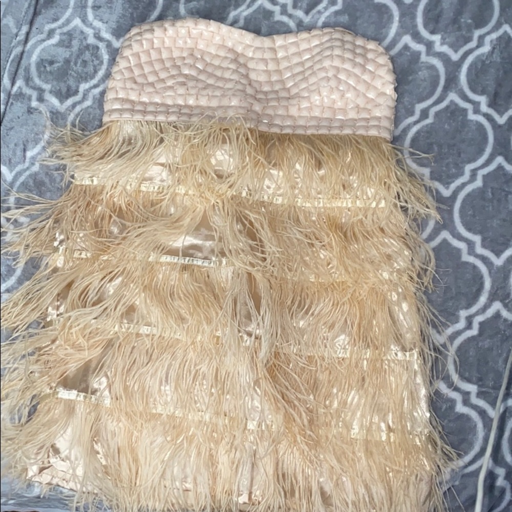 Studded feather mini dress